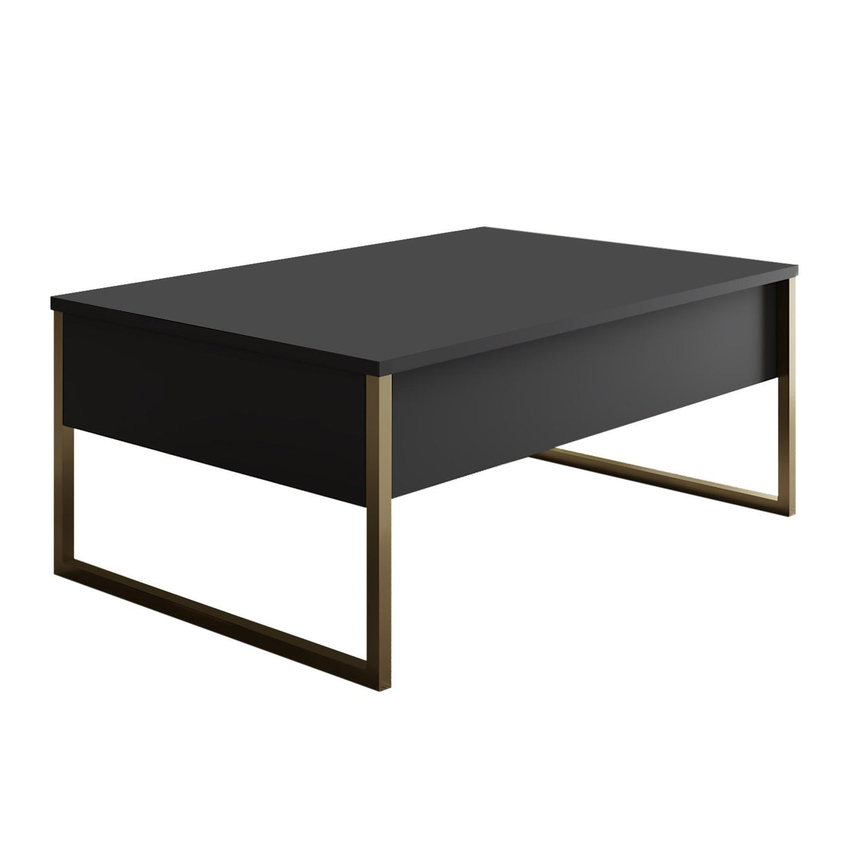 Ensemble de meubles Anthracite Luxe - Table basse + meuble TV - Cadre doré