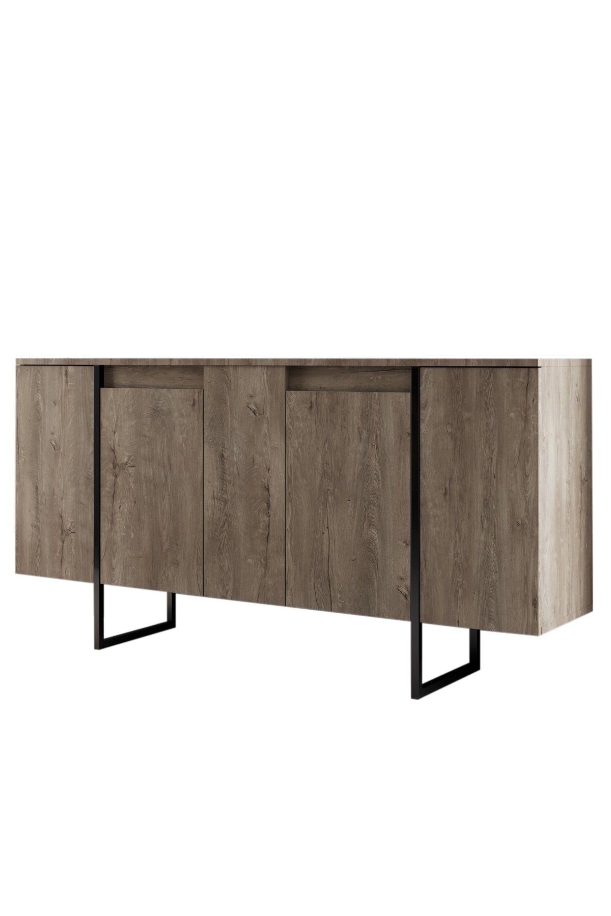 Ensemble de meubles de luxe en noyer - Table basse, meuble TV et buffet - Cadre noir