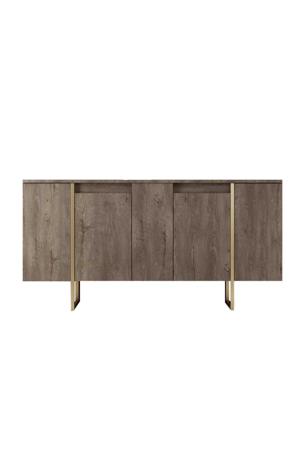 Ensemble de meubles de luxe en noyer - Table basse, meuble TV et buffet - Cadre doré