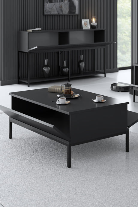 Table basse rectangulaire Lord Anthracite 90x60 - Cadre noir