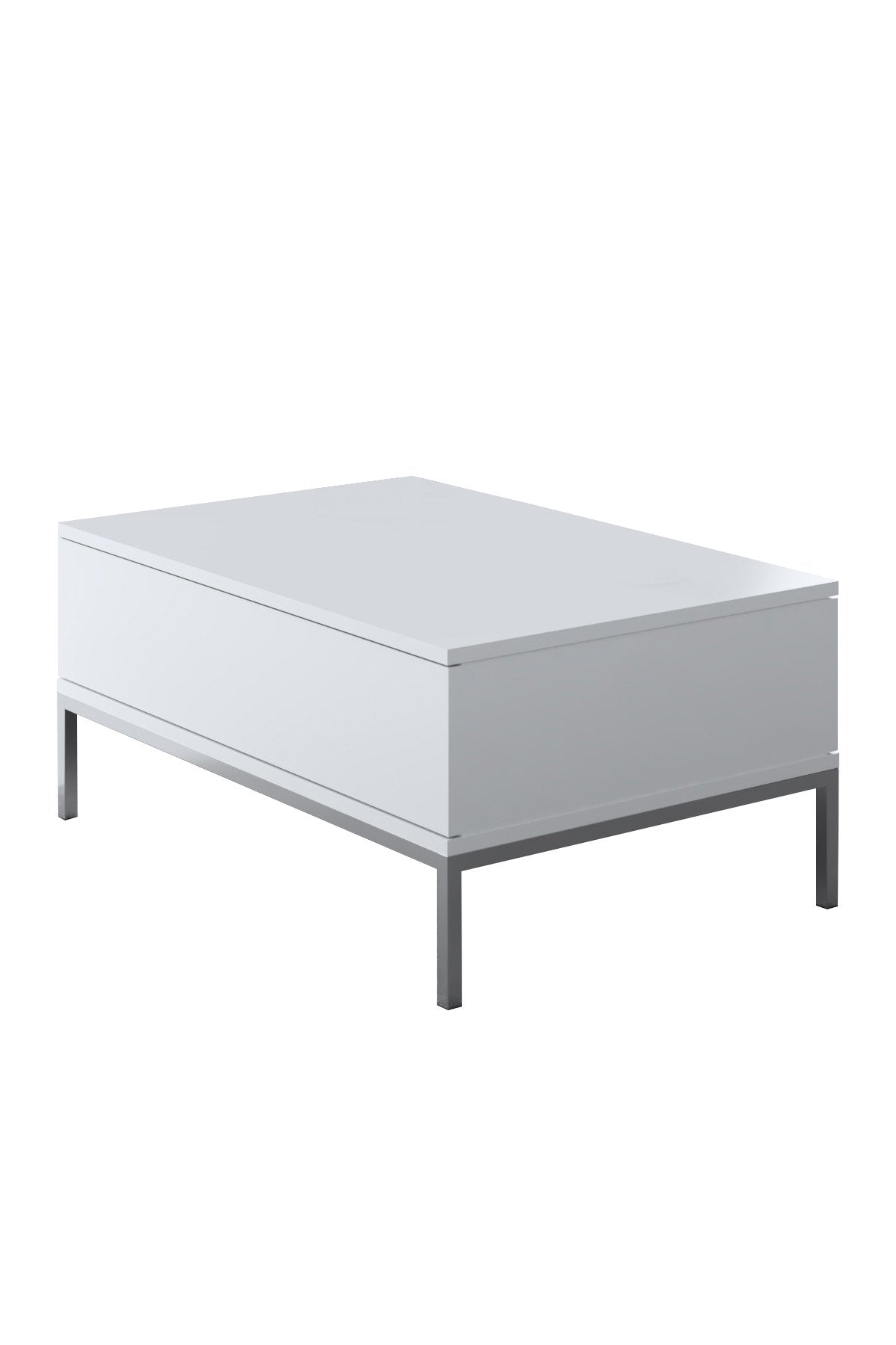 Table basse rectangulaire White Lord 90x60 - Cadre argenté