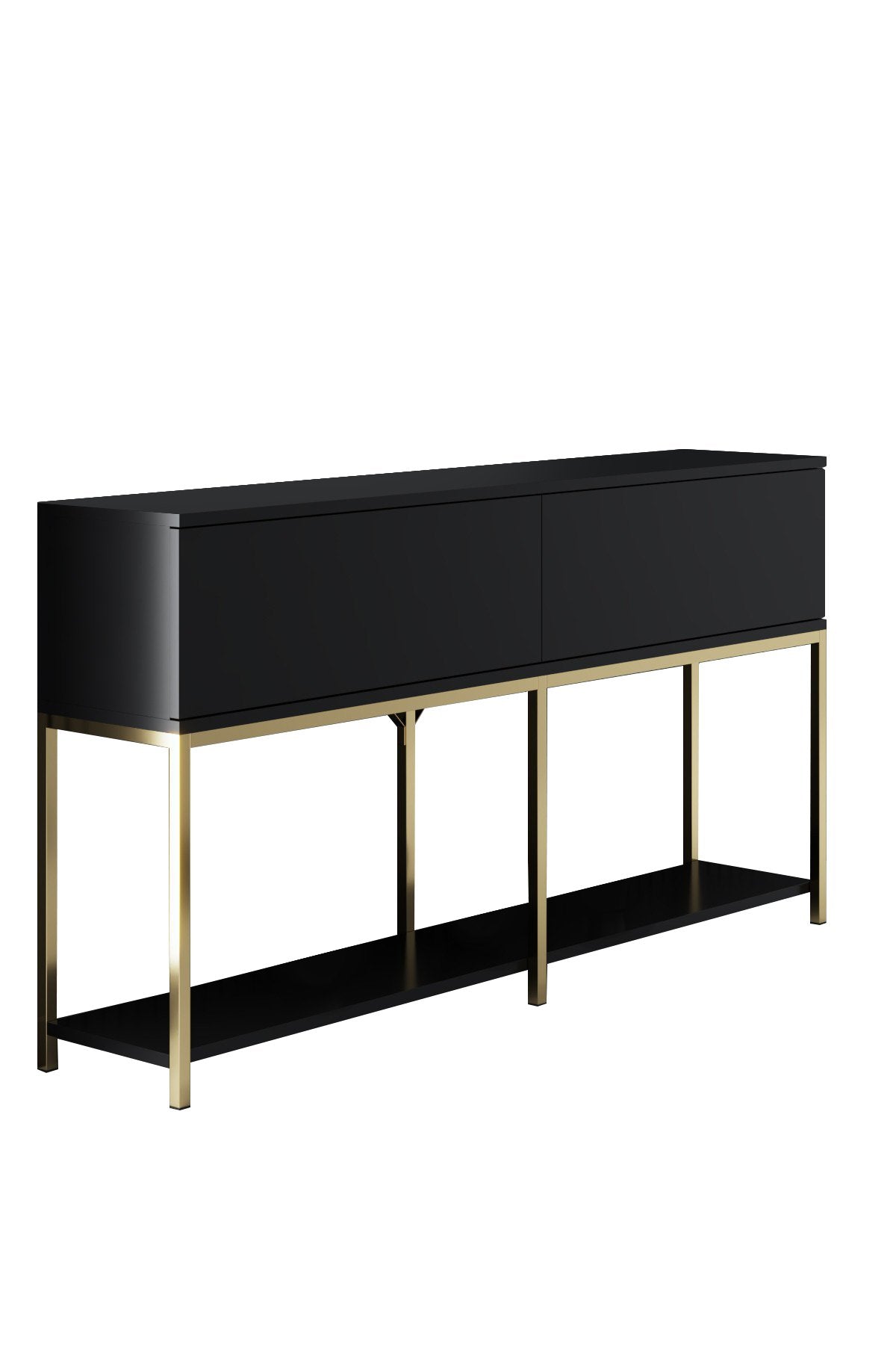 Commode moderne Black Lord 150x30x80 - Cadre doré - Deux compartiments