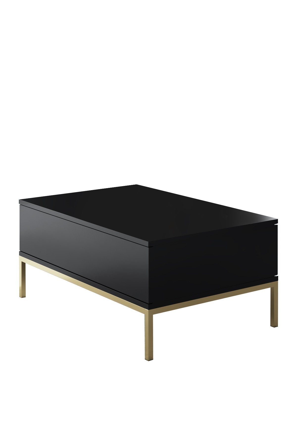 Table basse rectangulaire Black Lord 90x60 - Cadre doré