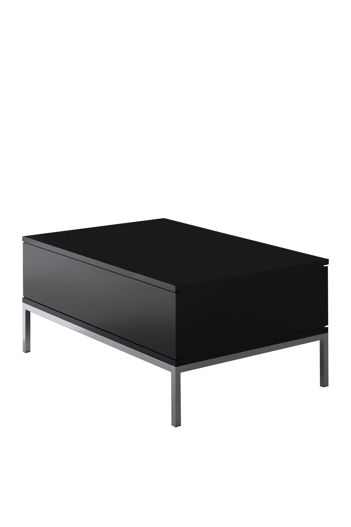 Table basse rectangulaire Black Lord 90x60 - Cadre argenté