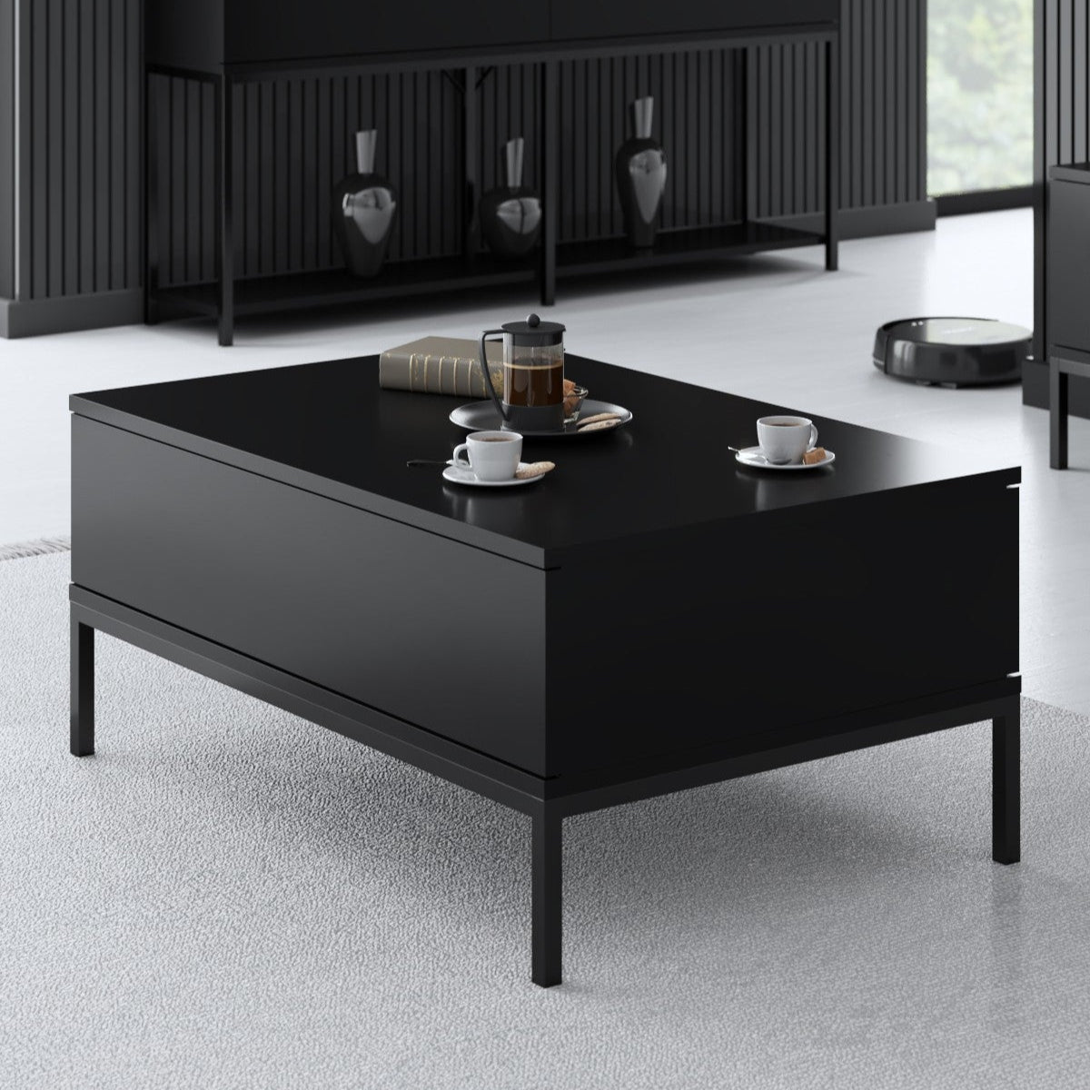 Table basse rectangulaire Black Lord 90x60 - Cadre noir