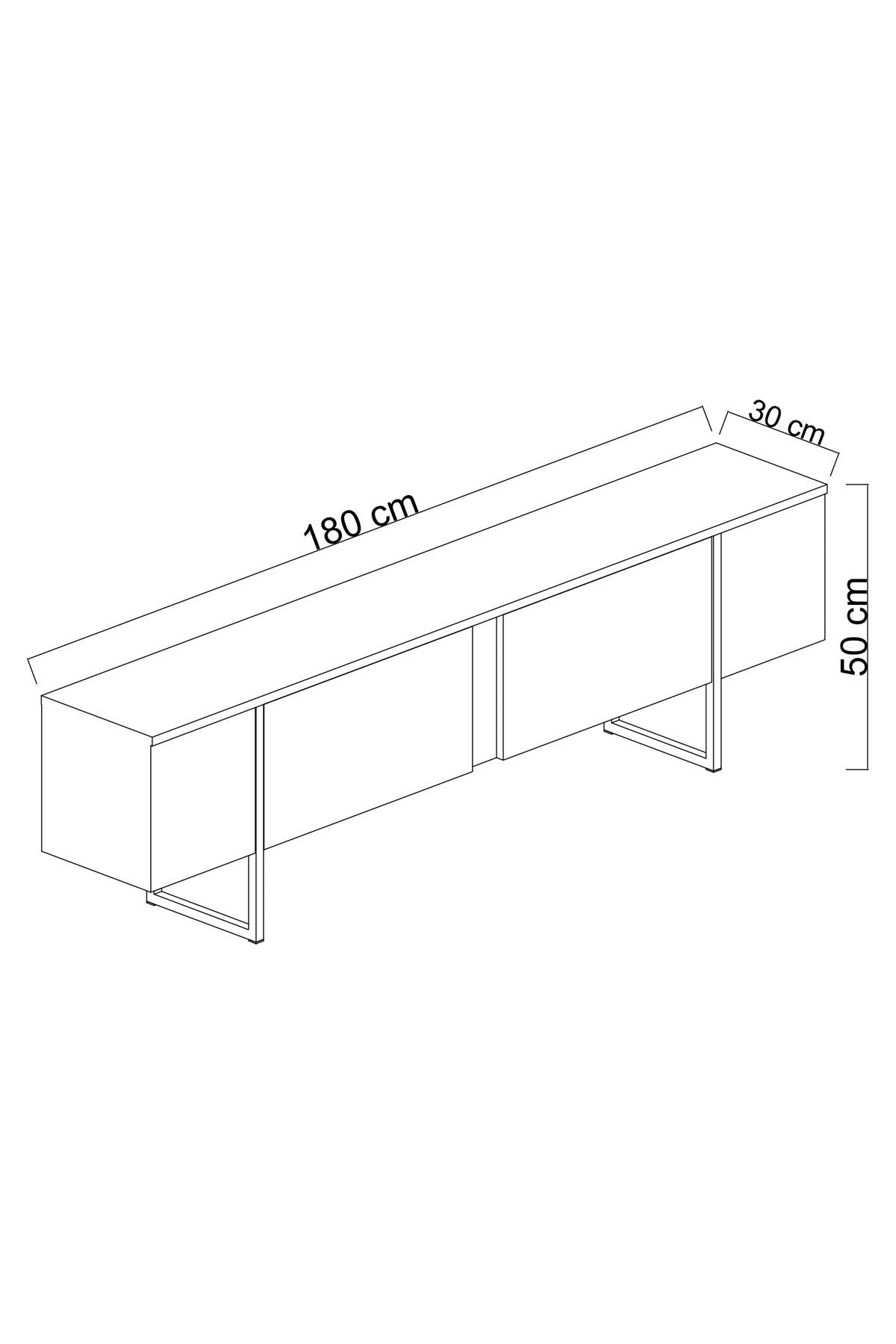 Meuble TV Blanc Luxe 180x50x30 - Cadre Argenté