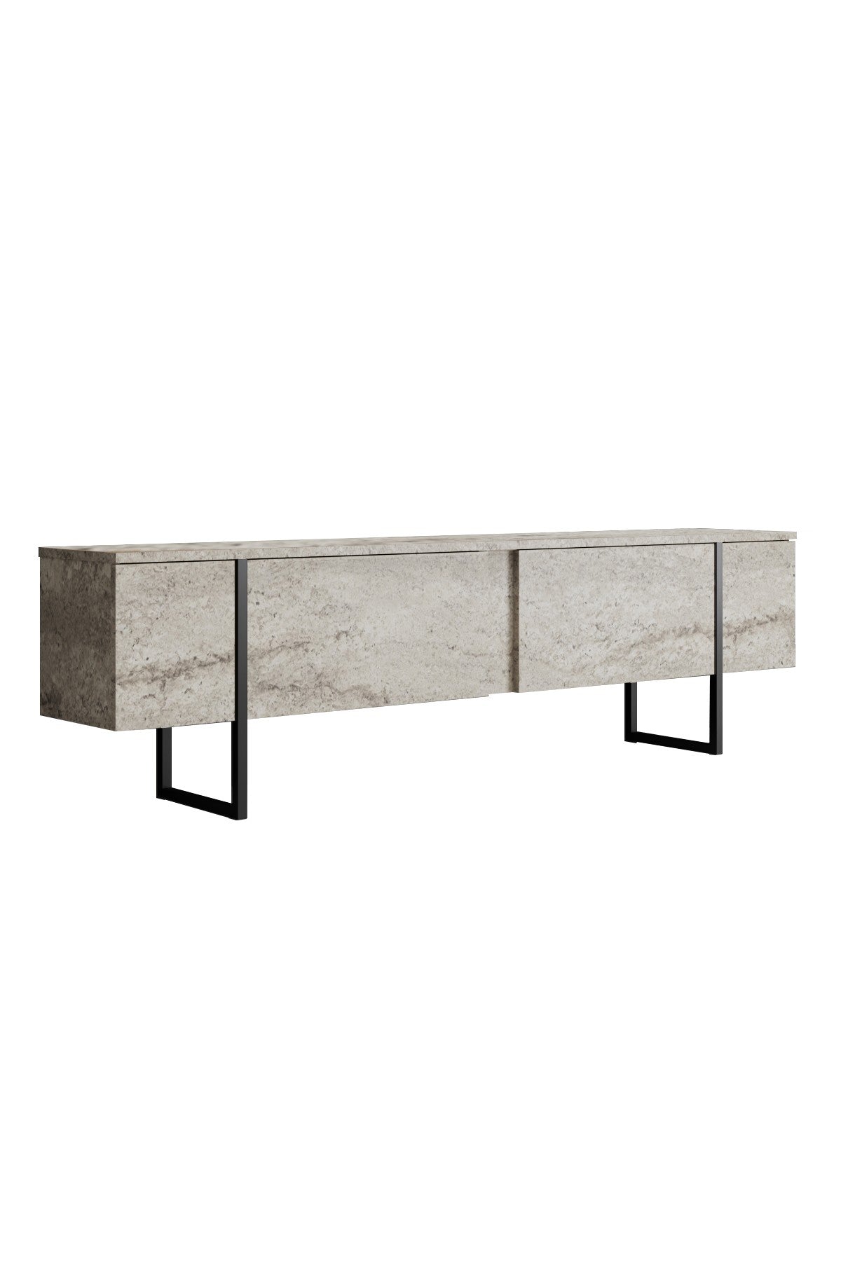 Meuble TV Travertin Luxe 180x50x30 - Cadre Noir