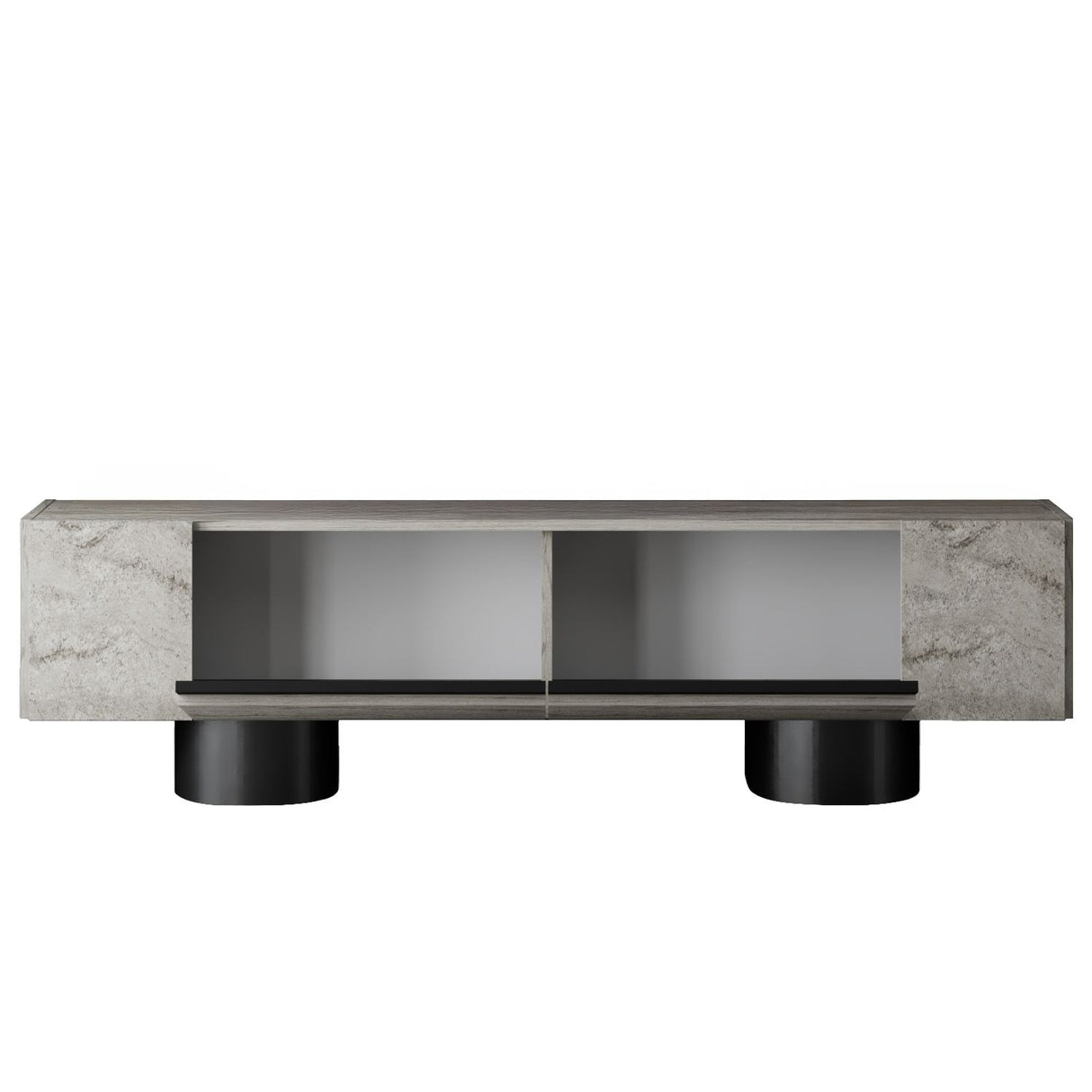 Meuble TV Travertin Bohem 180x50x30 - Cadre Noir