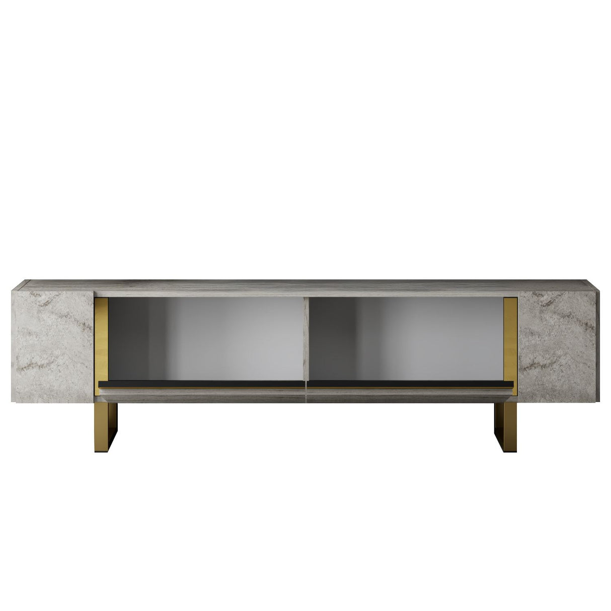Meuble TV Travertin Yildiz 180x50x30 - Cadre Doré