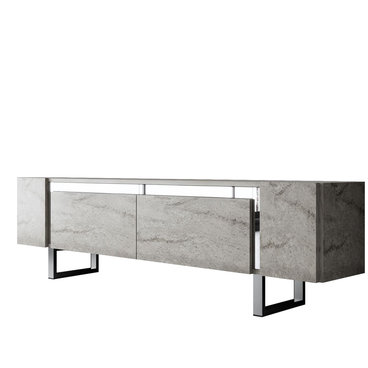 Meuble TV Travertin Yildiz 180x50x30 - Cadre Argent
