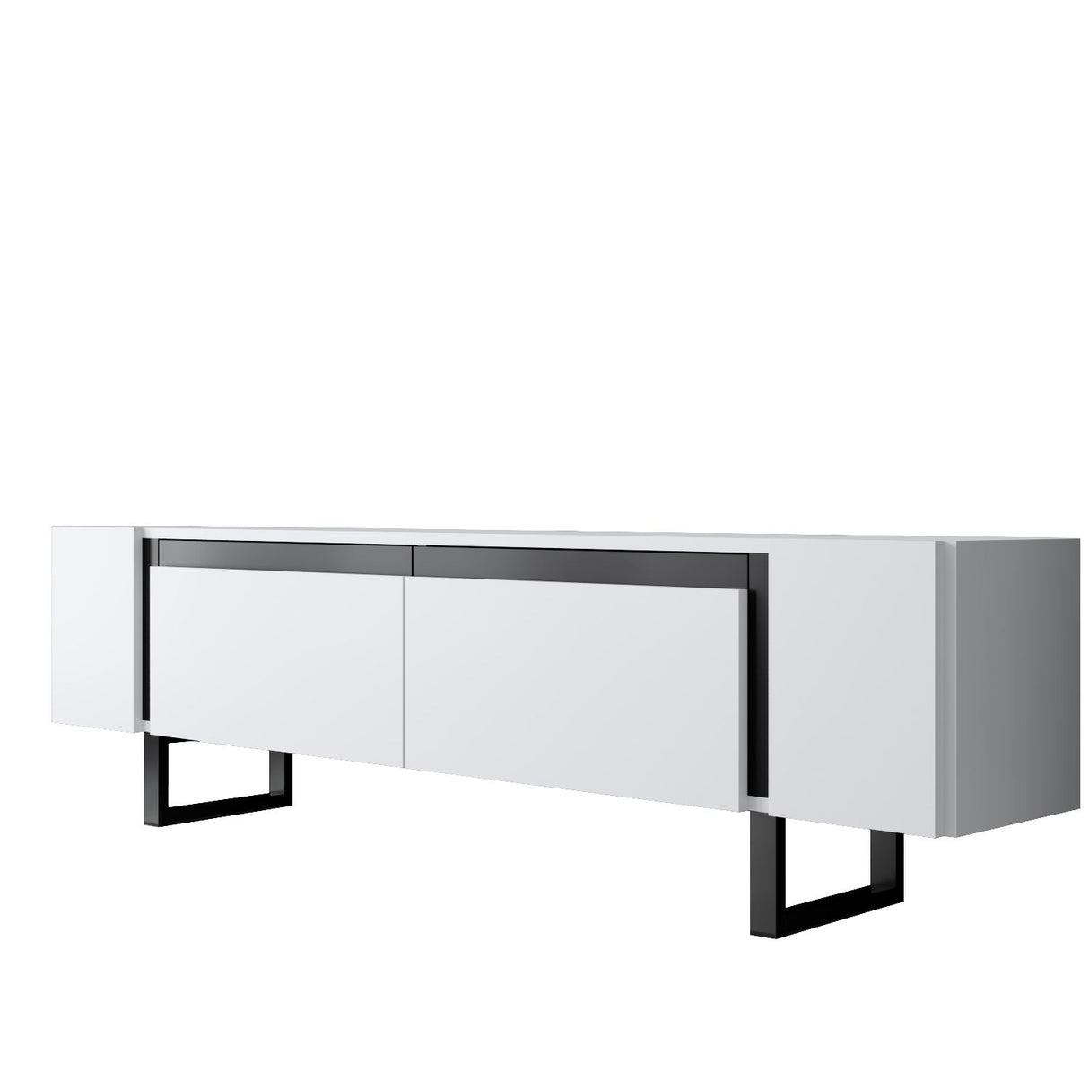 Meuble TV Yildiz blanc 180x50x30 - Cadre noir