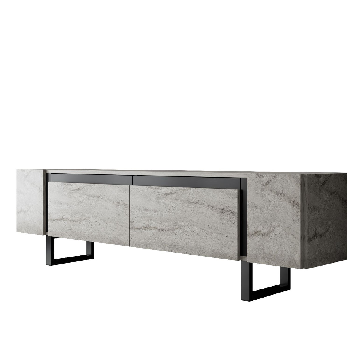 Meuble TV Travertin Yildiz 180x50x30 - Cadre Noir