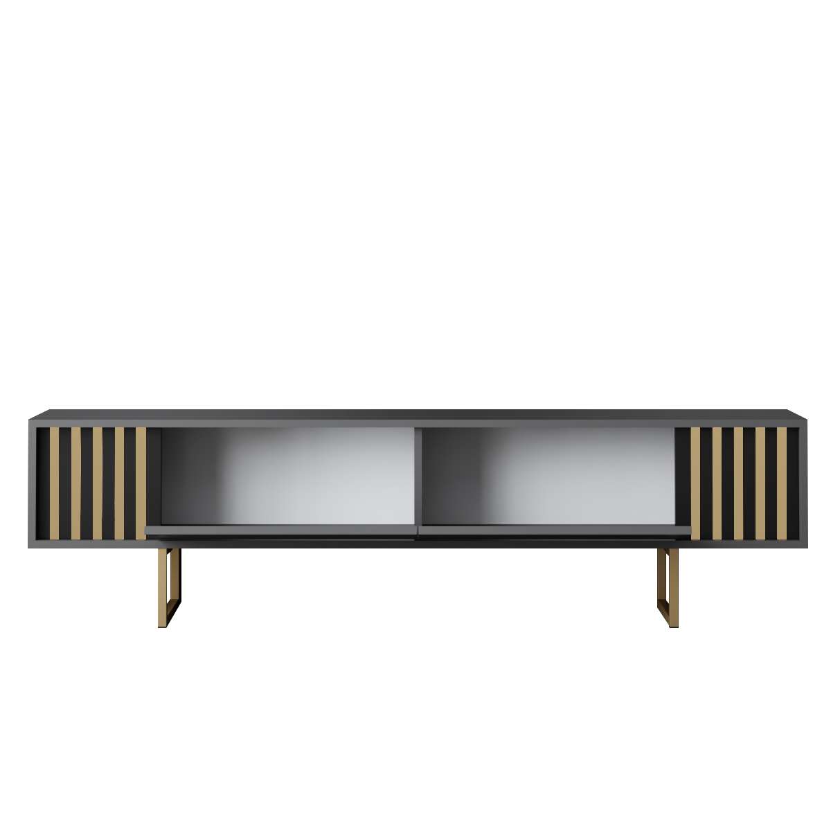 TV Meubels - TV Meubel Antraciet Gold Line 180x48x30 - Gouden Frame - Dimehouse
