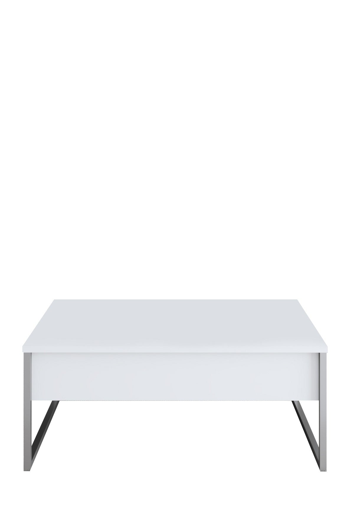 Table basse rectangulaire blanche de luxe 90x60 - Cadre argenté