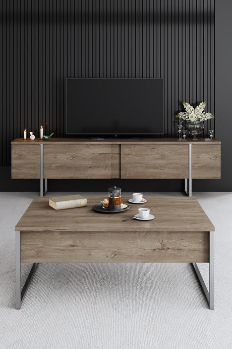 Table basse rectangulaire en noyer de luxe 90 x 60 cm - Cadre argenté