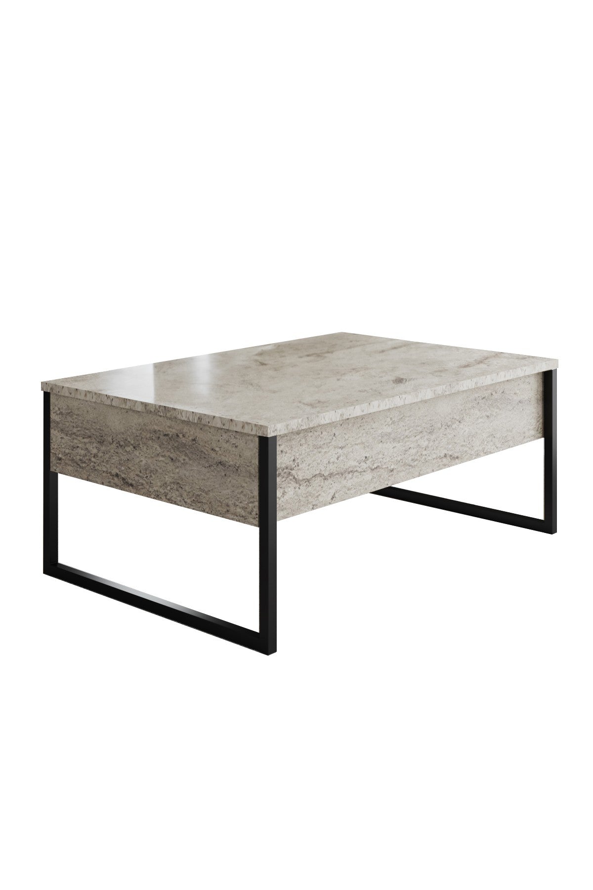 Table basse rectangulaire en travertin de luxe 90x60 - Cadre noir