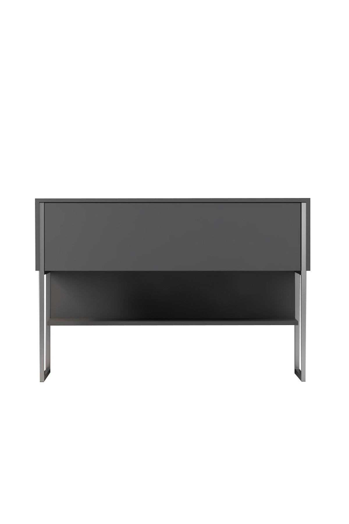 Buffet Moderne Anthracite Luxe 120x80x30 - Cadre Argent - Une Case