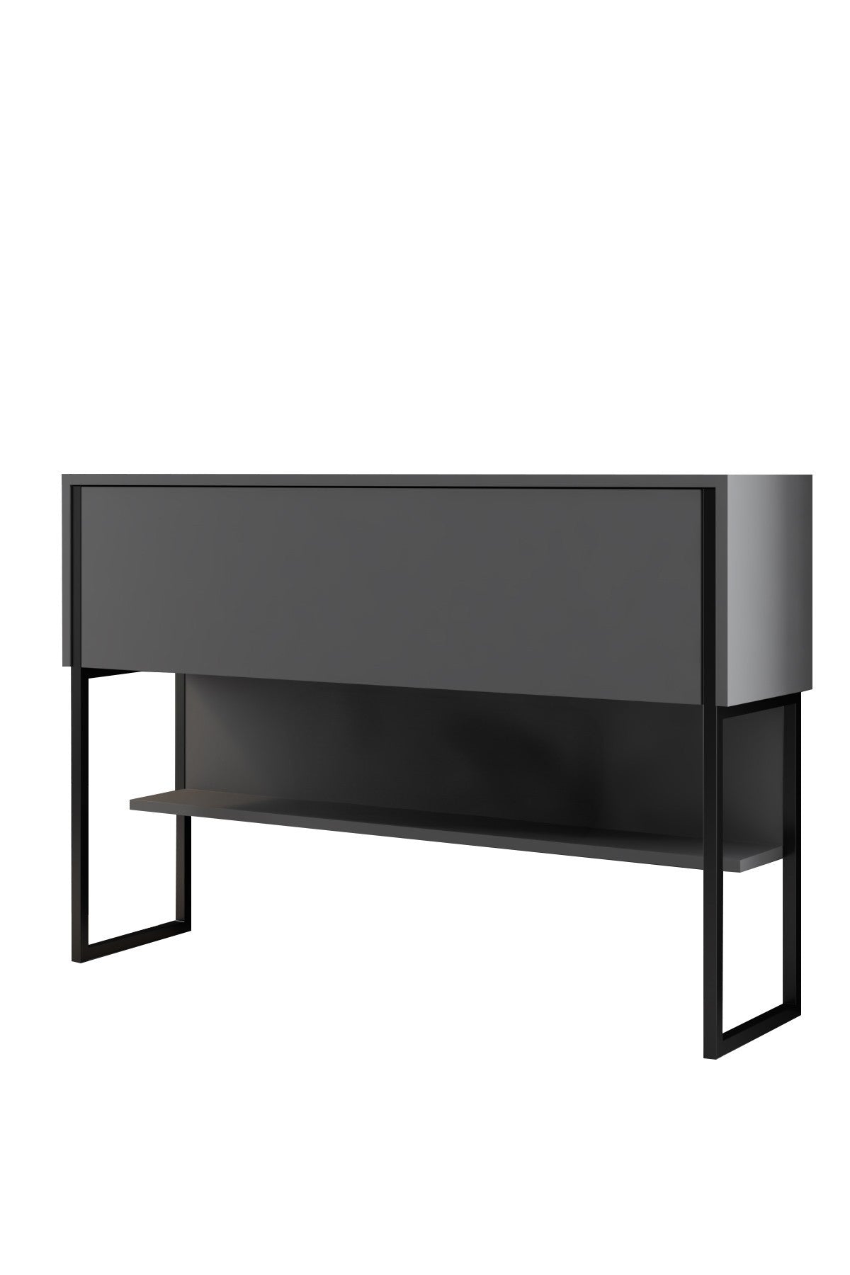Buffet Moderne Anthracite Luxe 120x80x30 - Cadre Noir - Une Étagère