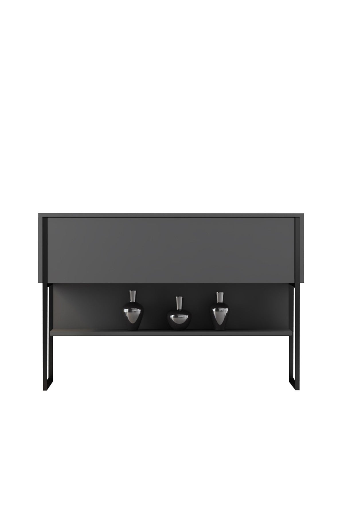 Dressoirs - Modern Dressoir Antraciet Luxe 120x80x30 - Zwart Frame - Eén Vak - Dimehouse