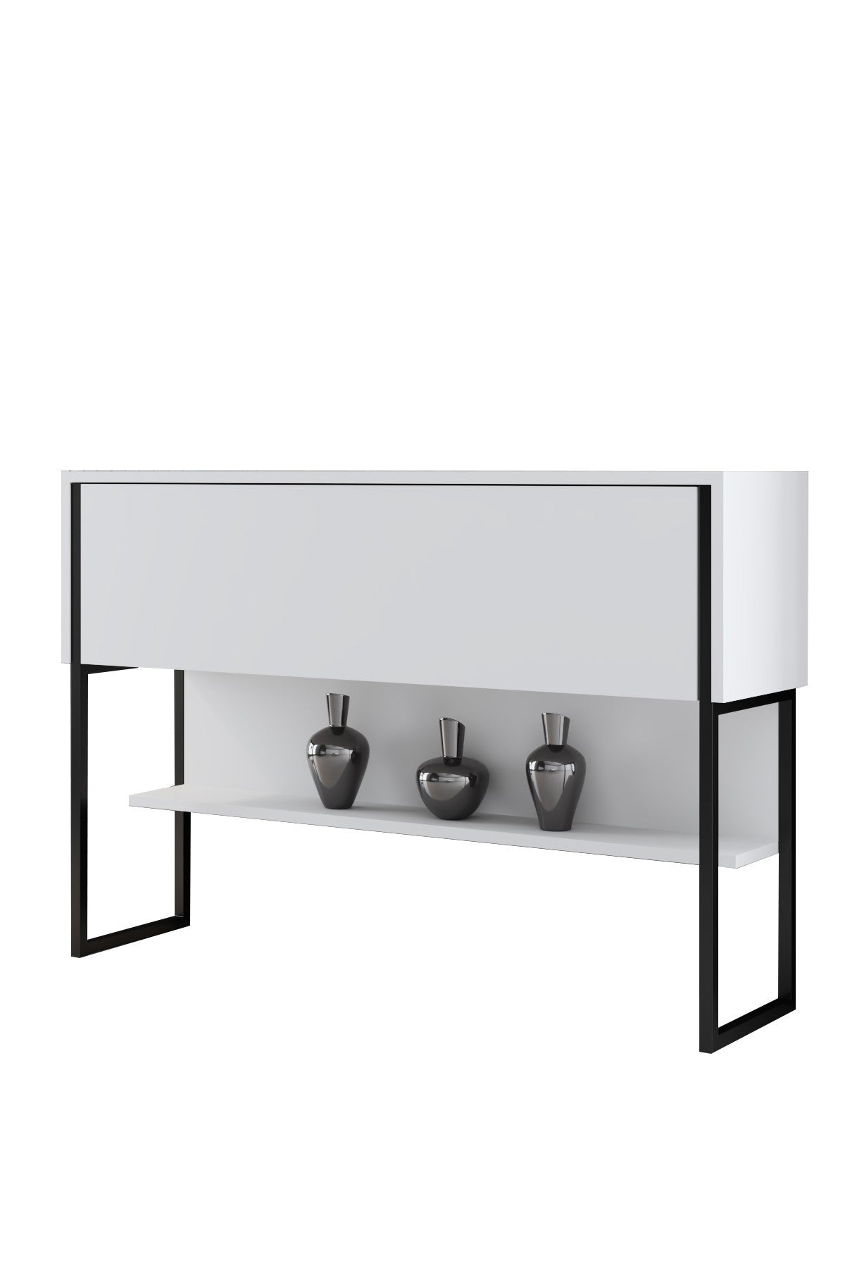 Buffet Moderne Blanc Luxe 120x80x30 - Cadre Noir - Une Case