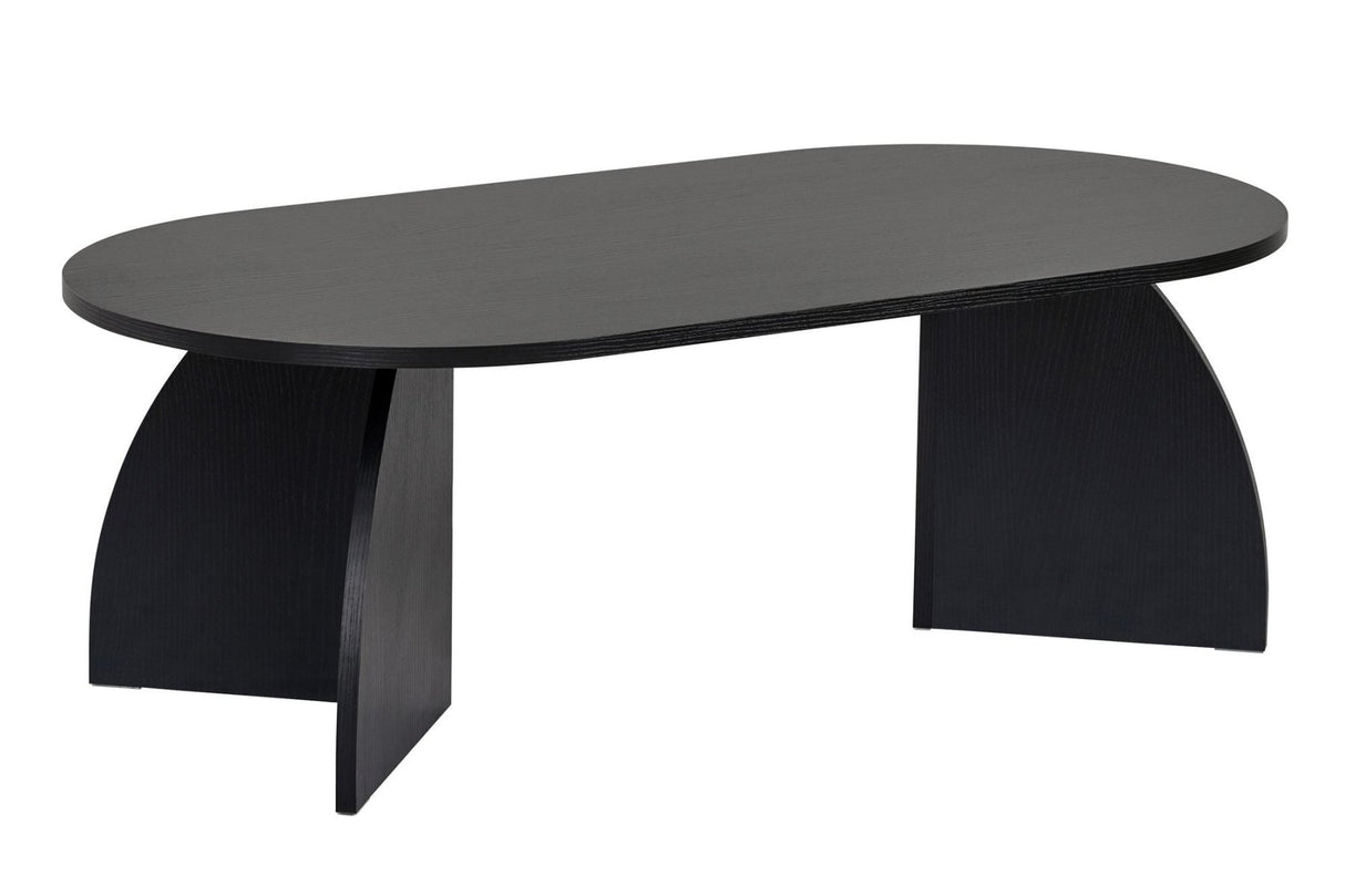 Melina salontafel ovaal in houtzwart 120 cm Melamine gecoat houtcomposiet