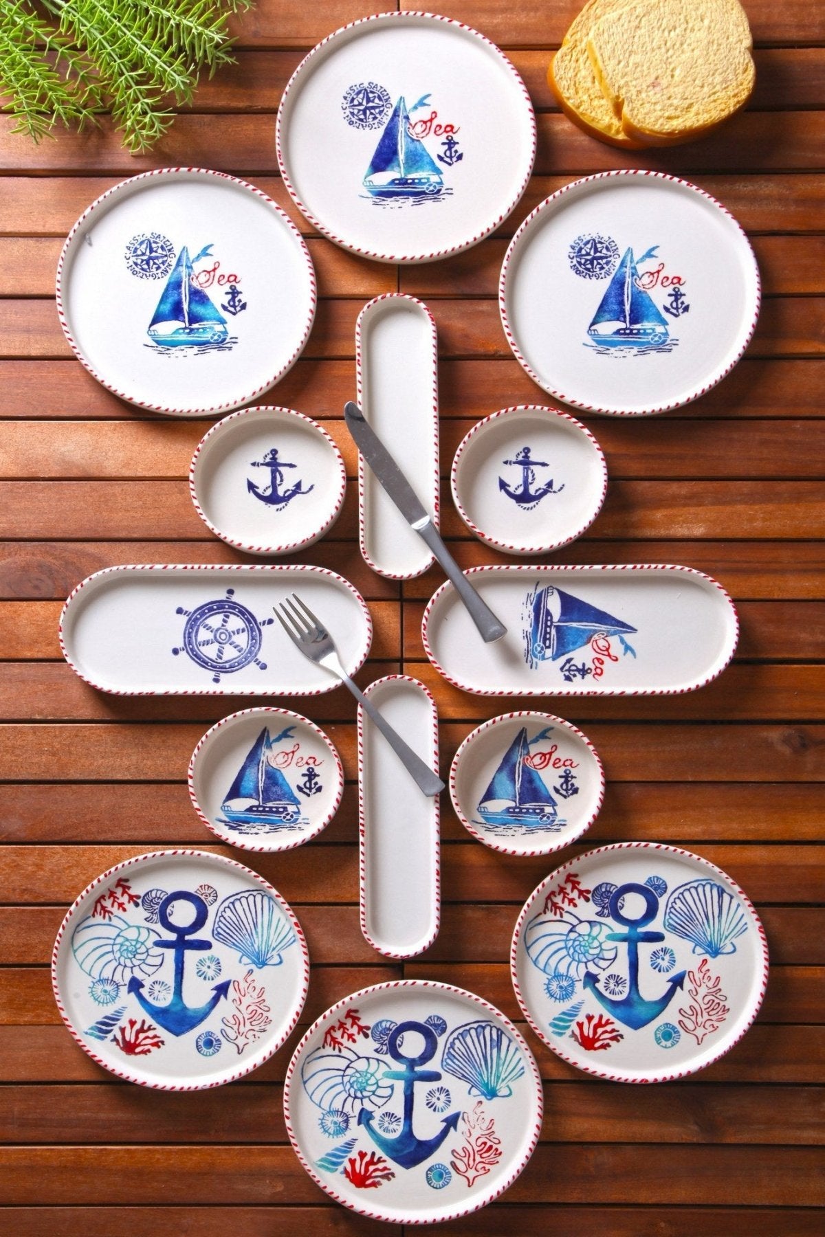 KAHSER14-MARINE Blanc Bleu Rouge 100% CÉRAMIQUE 6 cm de large