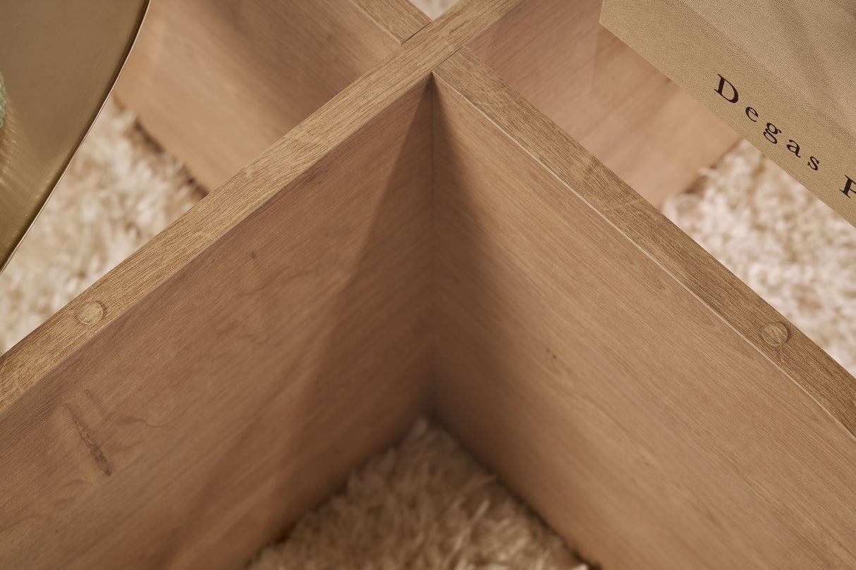 Table basse Aris ronde 75 cm en verre - Mélamine chêne