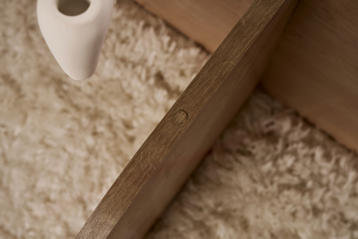 Table basse Aris ronde 75 cm en verre teinté - Mélamine chêne