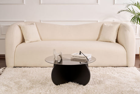 Table basse Aris ronde 75 cm en verre teinté - piètement noir