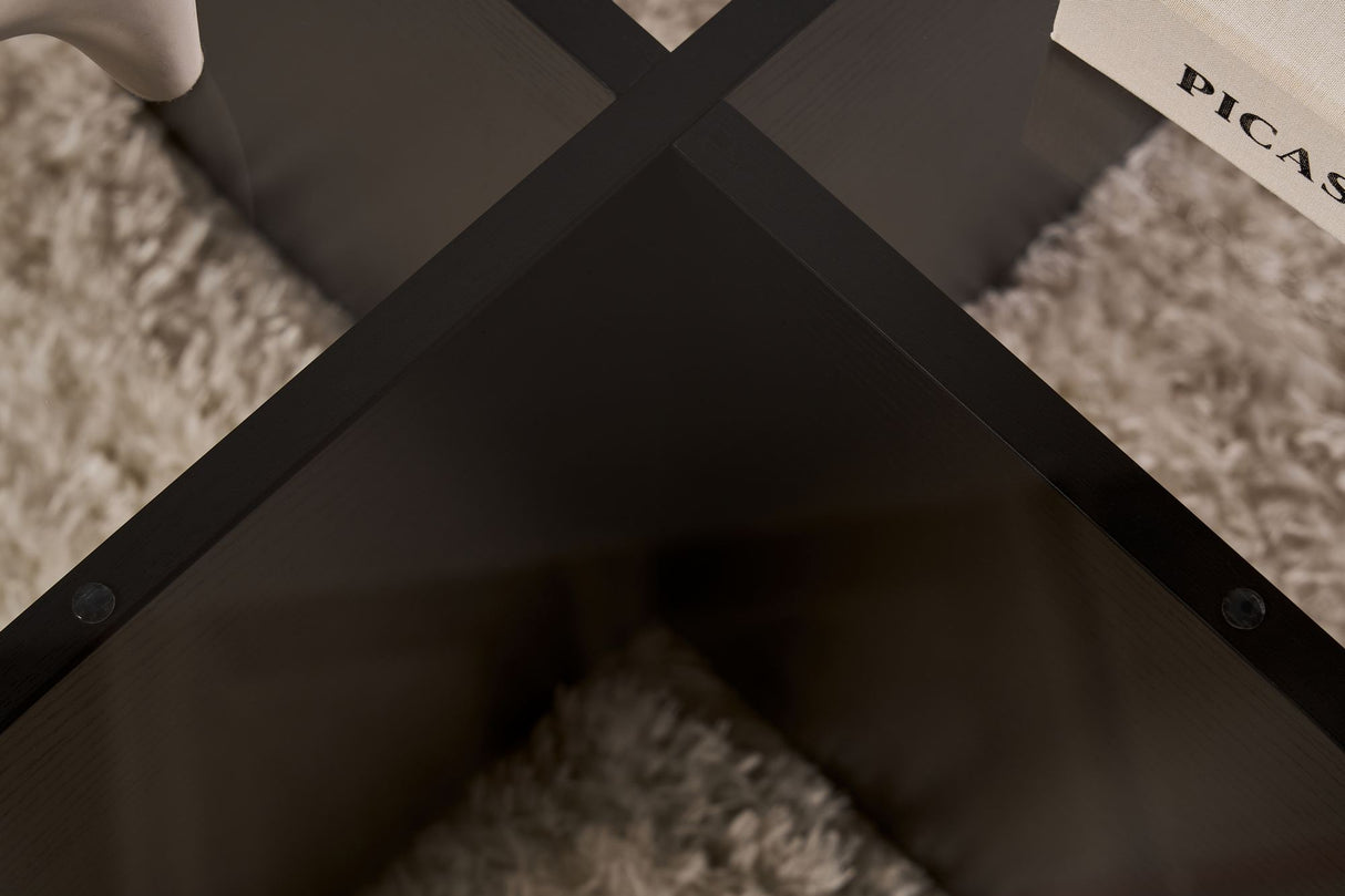 Table basse Aris ronde 75 cm en verre - Pied noir