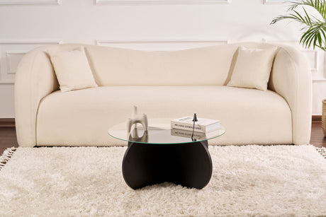 Table basse Aris ronde 75 cm en verre - Pied noir