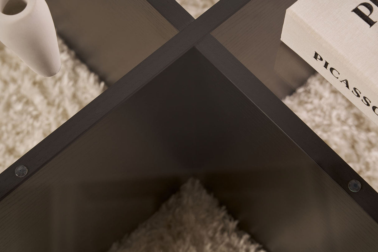 Table basse Aris ronde 75 cm en verre - Pied noir