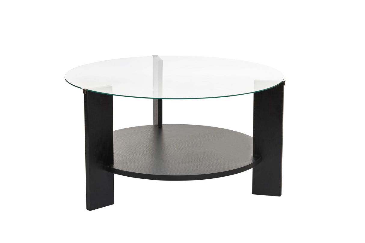 Table basse ronde Cairo Ø75 cm en bois noir - Verre fumé 75x75 cm
