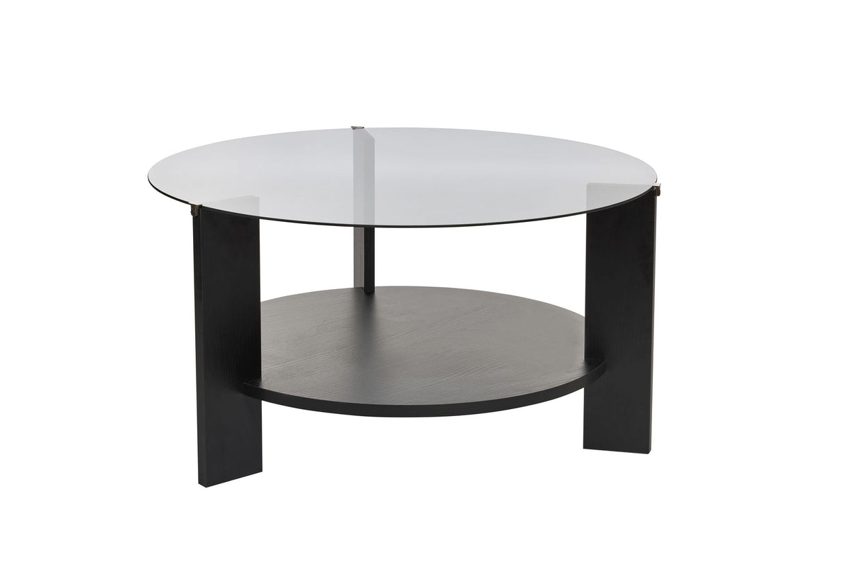 Table basse Cairo ronde Ø75 cm noir - Verre fumé 75x75 cm
