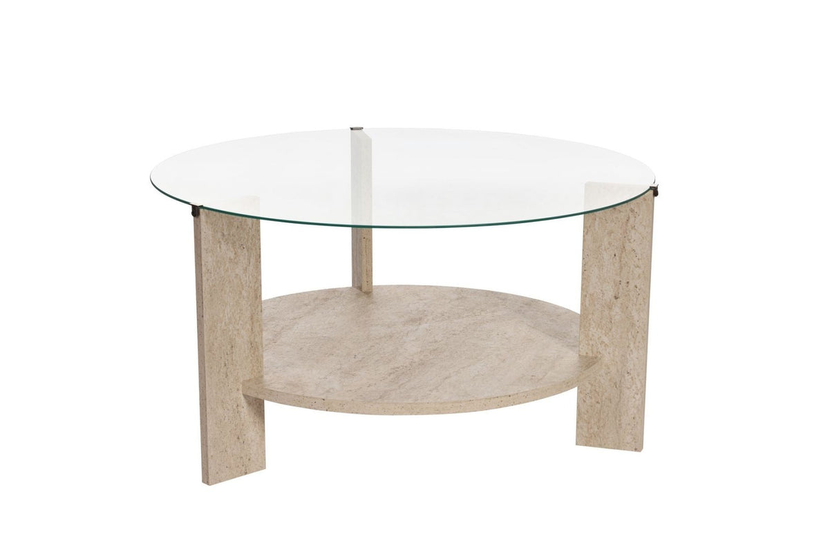 Table basse Cairo Rond Ø75 cm en travertin - Verre 75x75x40 cm