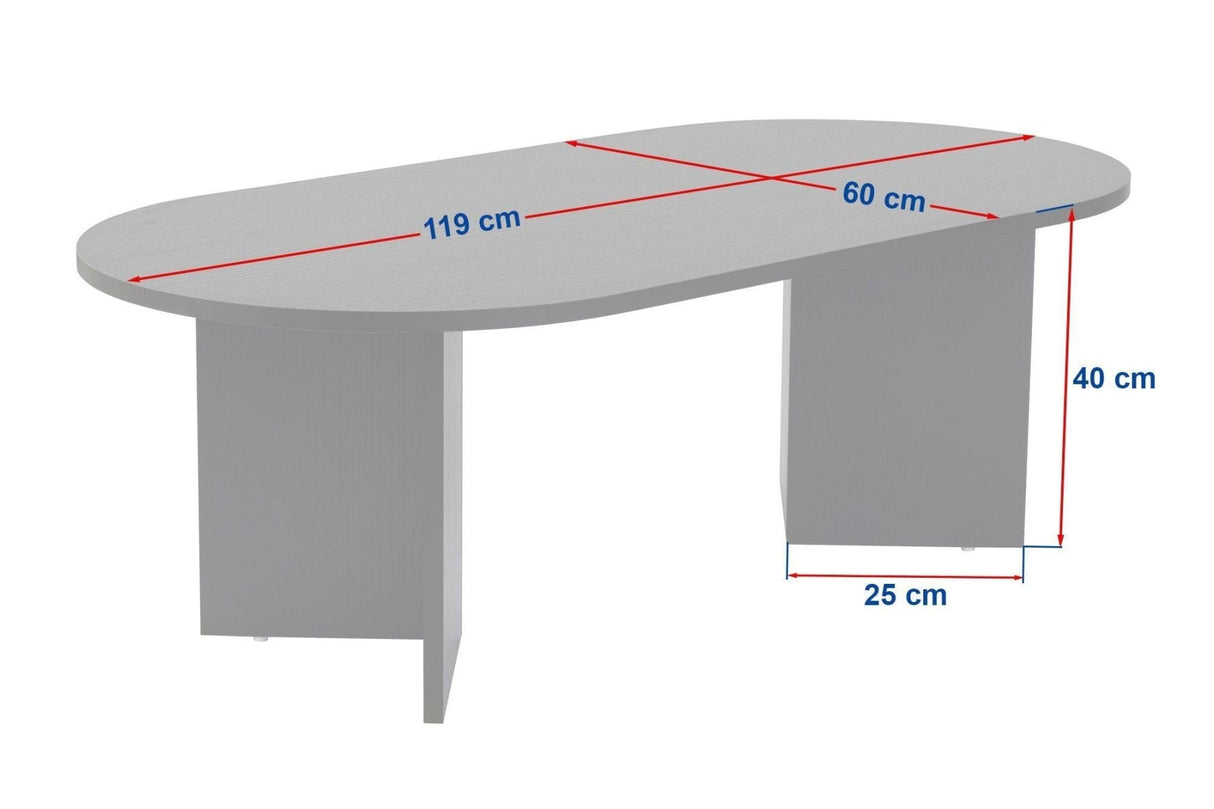 Table basse mélamine noire forme arc Koda 119x60 cm
