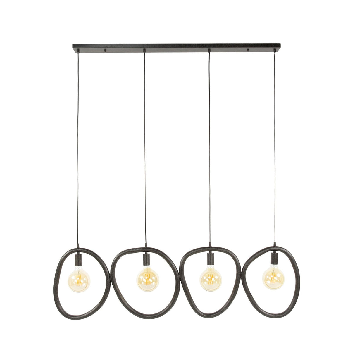 Suspension Nova 4 lumières Noir Métal 140 cm