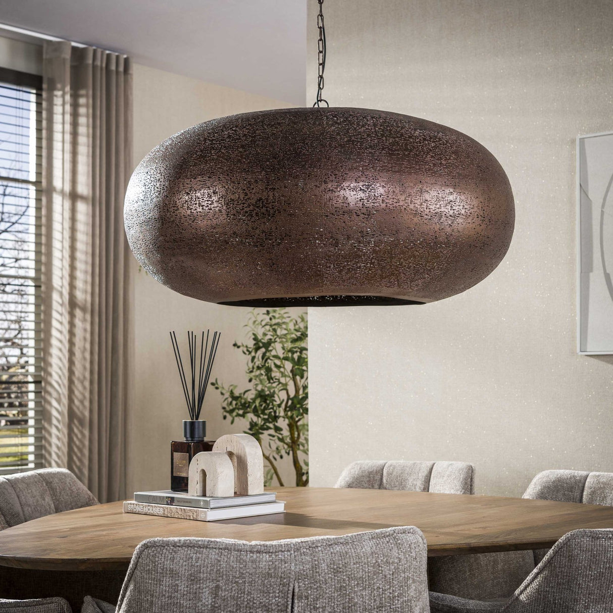 Lampe suspendue 1 lumière cuivre antique Chase Ø90 cm