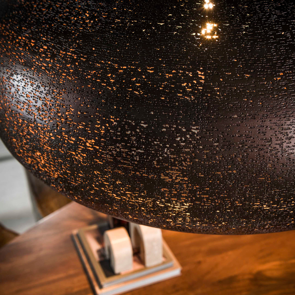 Lampe suspendue 1 lumière cuivre antique Chase Ø90 cm