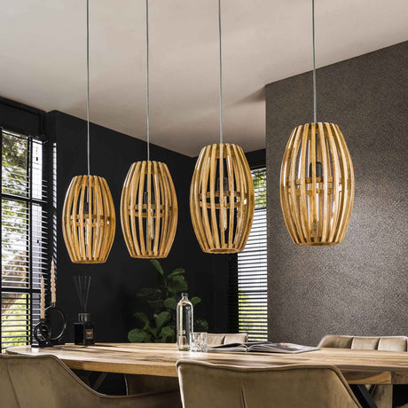 Lampe suspendue Jalou en Bois de Manguier 4 sources lumineuses 135 cm