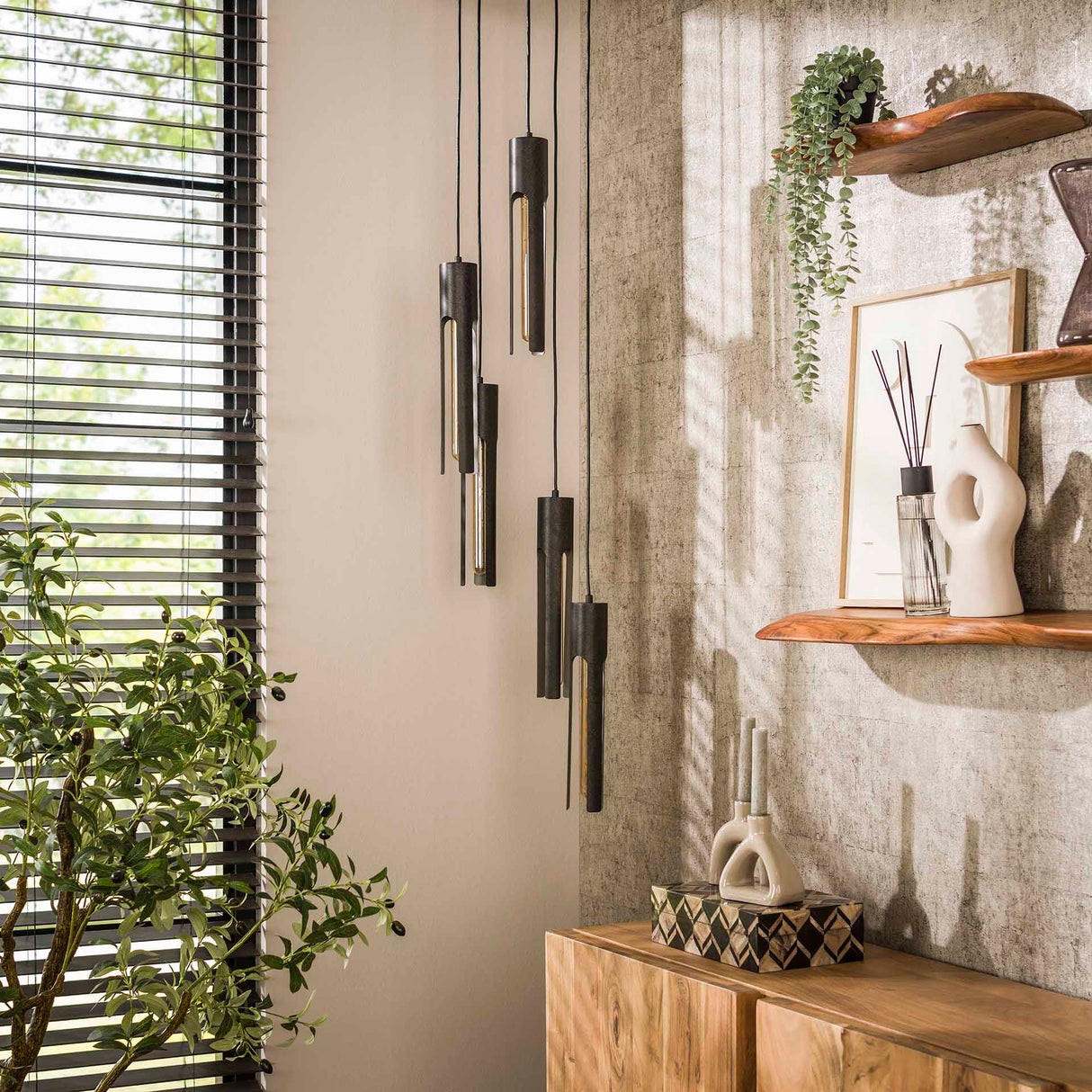 Suspension Judy 5 lumières en cascade noir