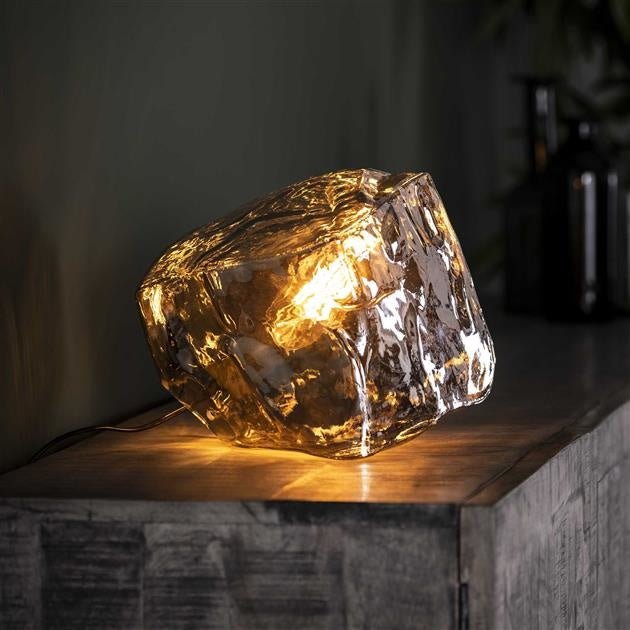 Lampe de table Rocks DH Intérieur Chromé LxlxH 44x34x34 Verre Photo d'ambiance vue de face diagonale