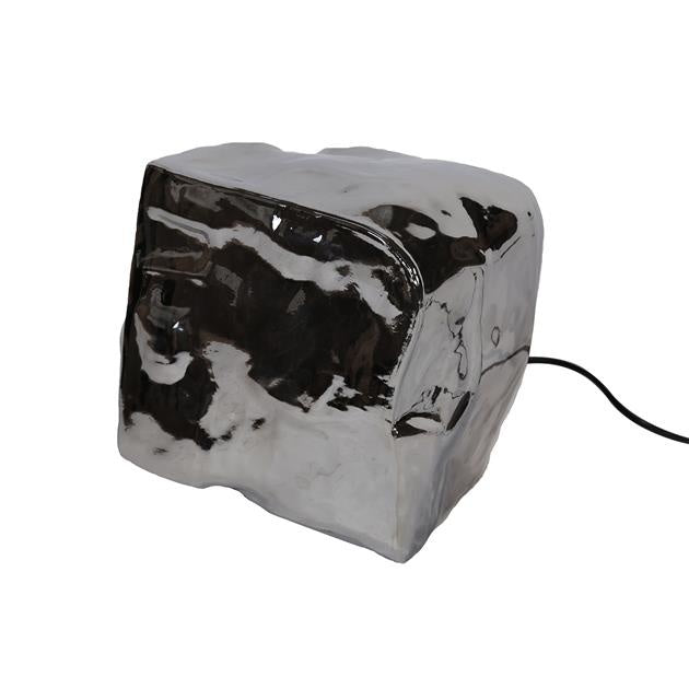 Lampe de table Rocks DH Intérieur Chromé LxlxH 44x34x34 Verre Blanc photo vue de face diagonale