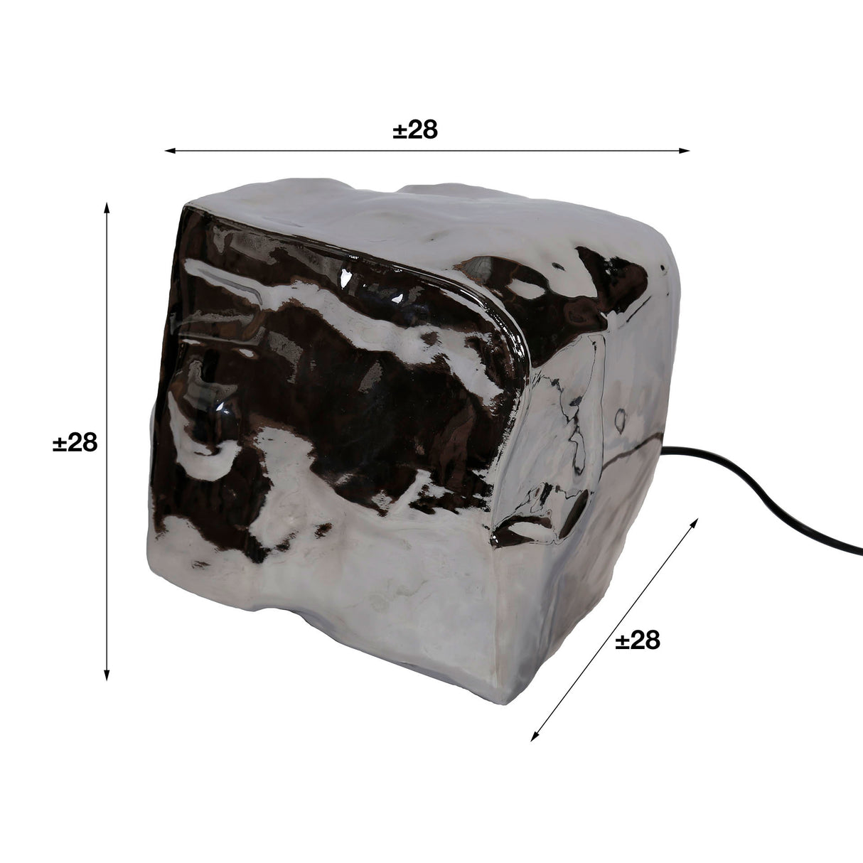 Lampe de table Rocks DH Intérieur Chromé LxlxH 44x34x34 Verre Blanc indication de taille photo