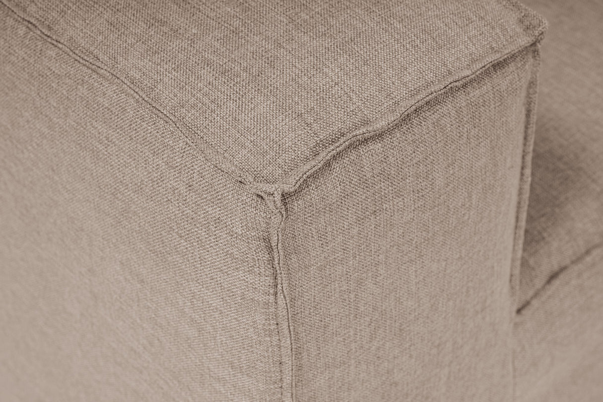 Canapé d'angle modulaire avec ottomane amovible en tissu de lin brun Fora