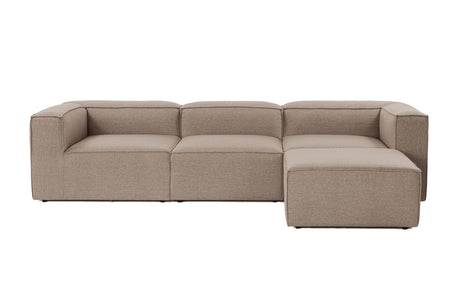 Canapé d'angle modulaire avec ottomane amovible en tissu de lin brun Fora