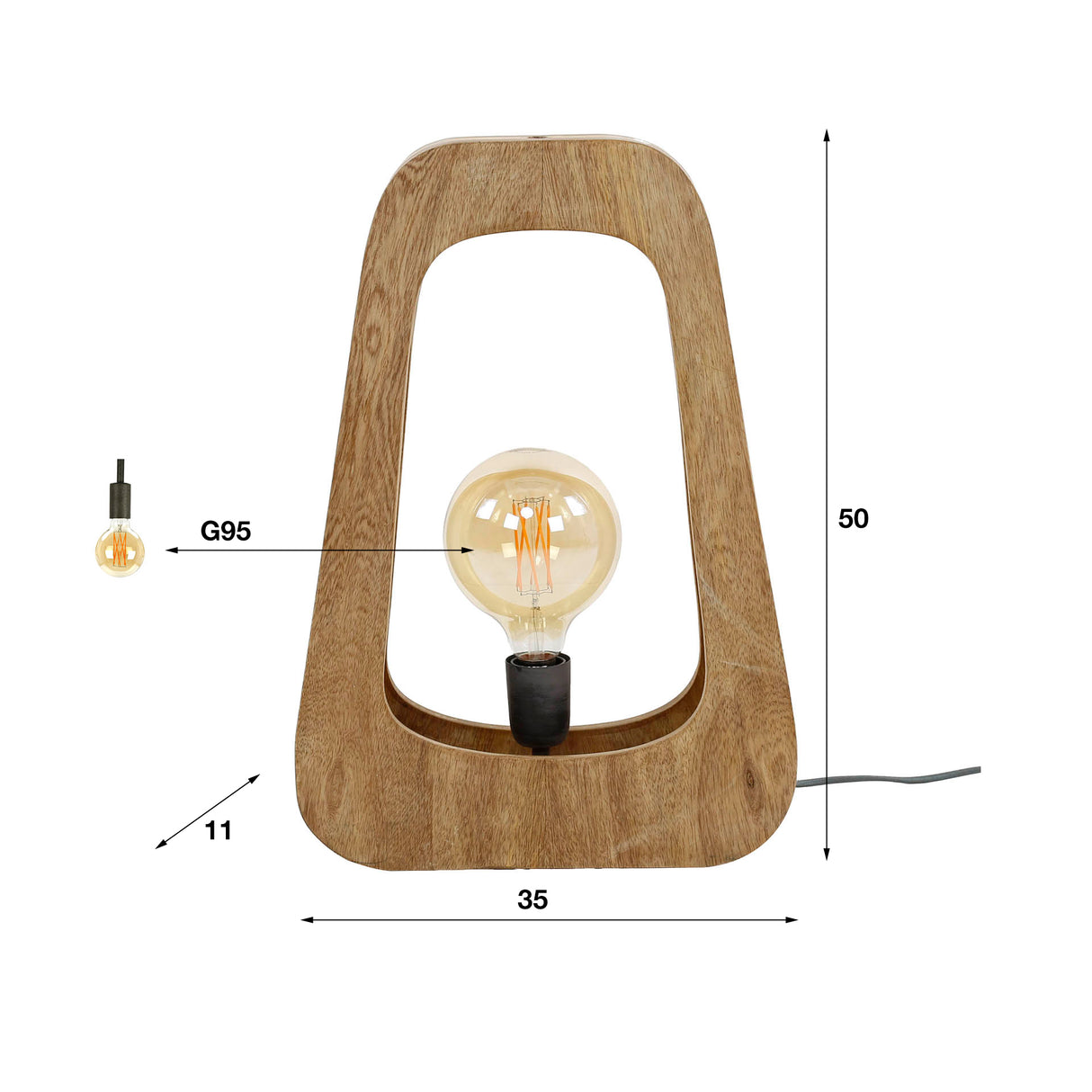 Lampe de table organique Akira Bois de Manguier