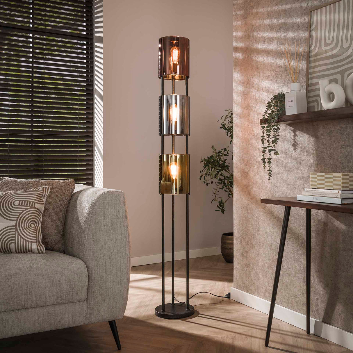 Lampadaire Nox 3 lumières Métal Noir 175 cm