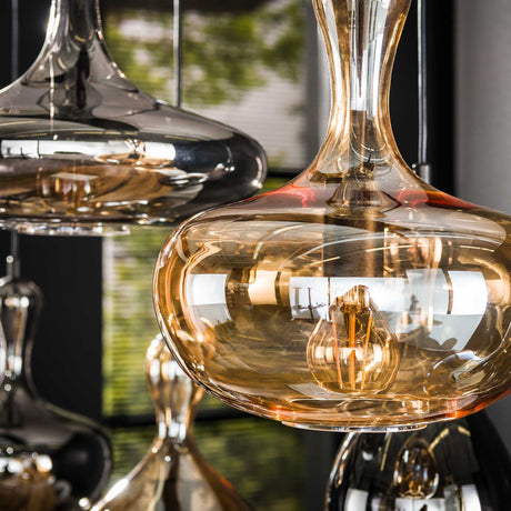Suspension Moderne en Verre Échelonné Lessy 7 Lumières Artic
