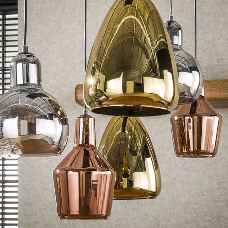 Lampe suspendue industrielle Pam en verre coloré mélangé à 6 lumières